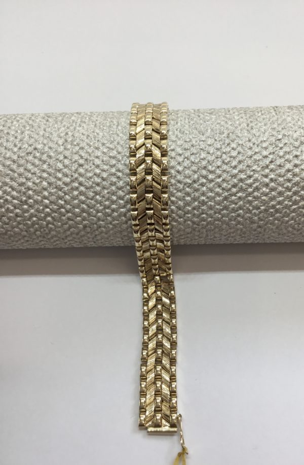 Pre Owned 9ct Yellow Gold Fancy 5 Row Bracelet - Image 2