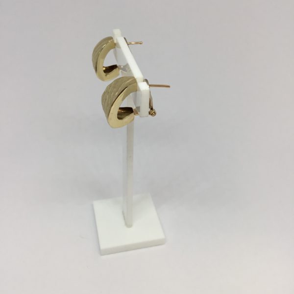 9ct Yellow Gold Patterned Huggy Style Earrings Hoops - Image 2