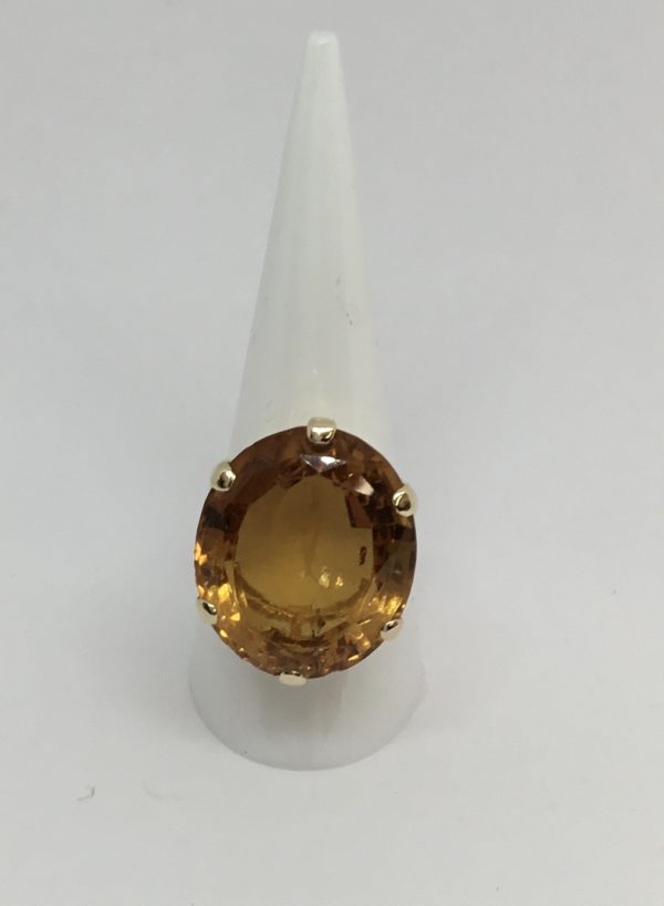 Pre-Owned 9ct Large Yellow Stone Ring