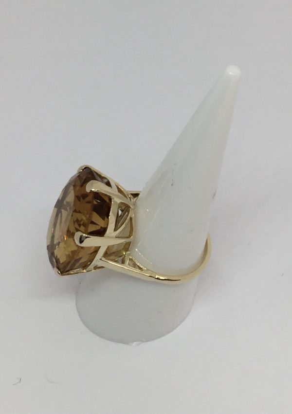 Pre-Owned 9ct Large Yellow Stone Ring - Image 2