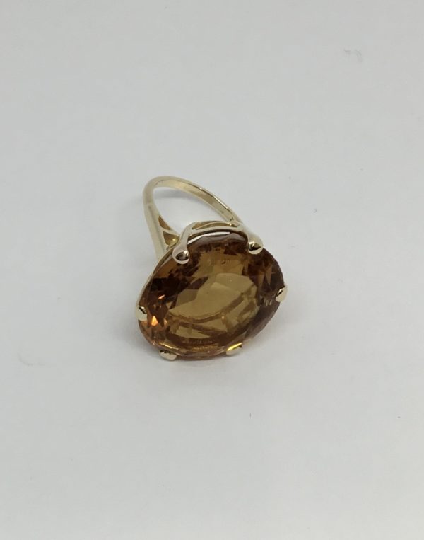 Pre-Owned 9ct Large Yellow Stone Ring - Image 3