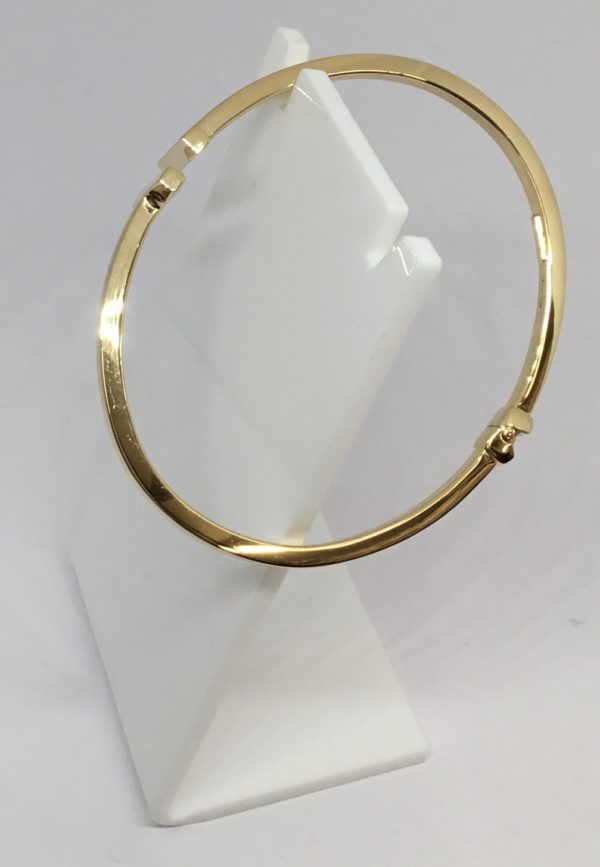 925 Silver Gold Plated Hinged Sprung Bangle - Image 2