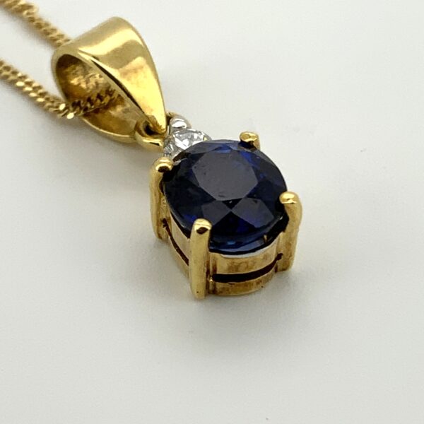 18ct Gold Sapphire & Diamond Pendant - Image 5