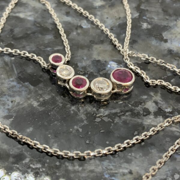 18ct White Gold Ruby & Diamond Drop Pendant - Image 4