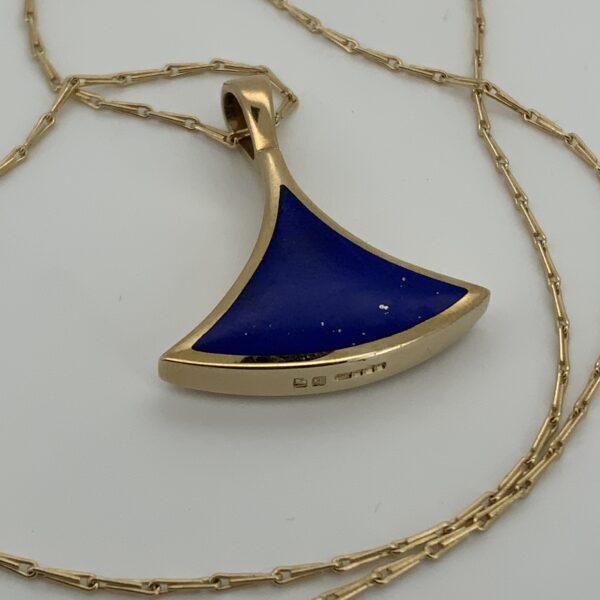 Handmade 9ct Lapis Lazuli & White Mother of Pearl Reversible Pendant - Image 9