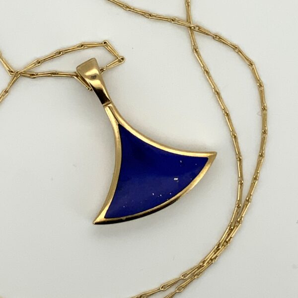 Handmade 9ct Lapis Lazuli & White Mother of Pearl Reversible Pendant