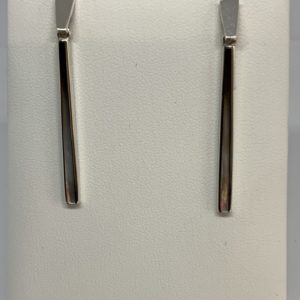 Handmade Silver Black Mother of Pearl Long Drop Earrings