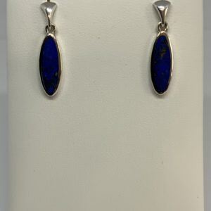 Handmade Silver Oval Lapis Drop Earrings