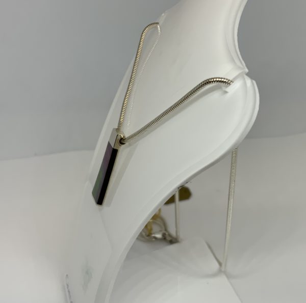 Handmade Silver Black Mother of Pearl Pendant - Image 2