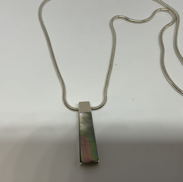 Handmade Silver Black Mother of Pearl Pendant - Image 3
