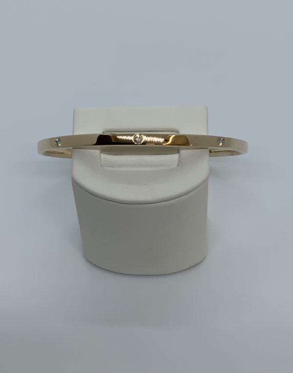 9ct Handmade Yellow Gold Solid Court Diamond Set Bangle 0.53ct - Image 4
