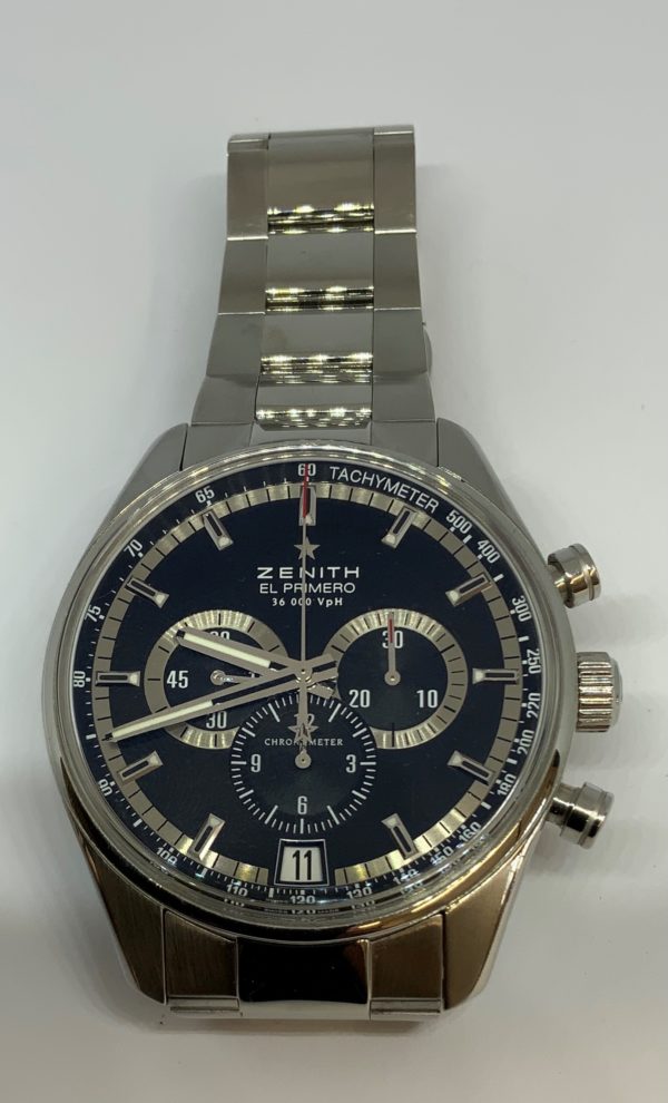 Zenith El Primero Chronograph Watch Black Dial - Image 4