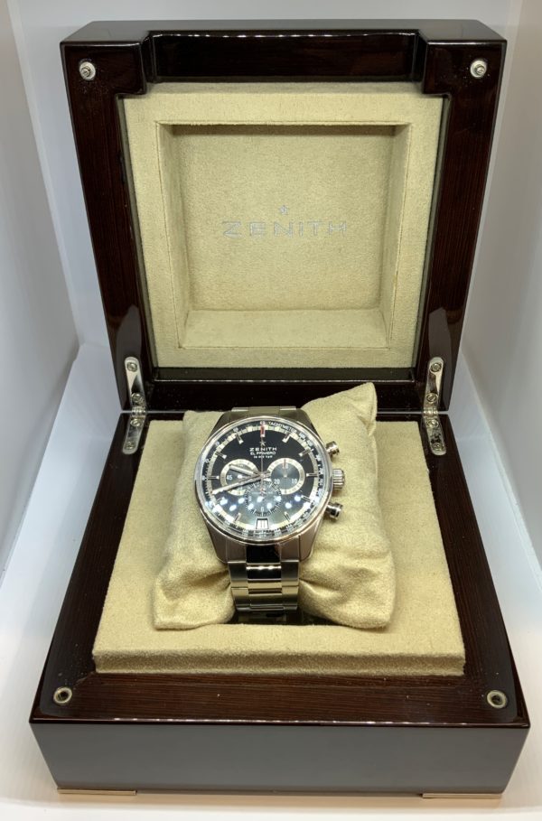 Zenith El Primero Chronograph Watch Black Dial - Image 2