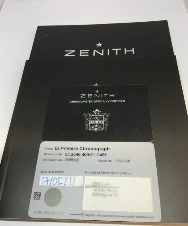 Zenith El Primero Chronograph Watch Black Dial - Image 6