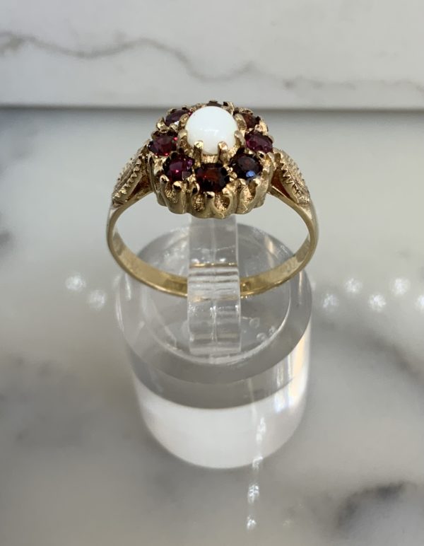 Pre-Owned Gold Opal & Garnet Cluster Ring - Image 2