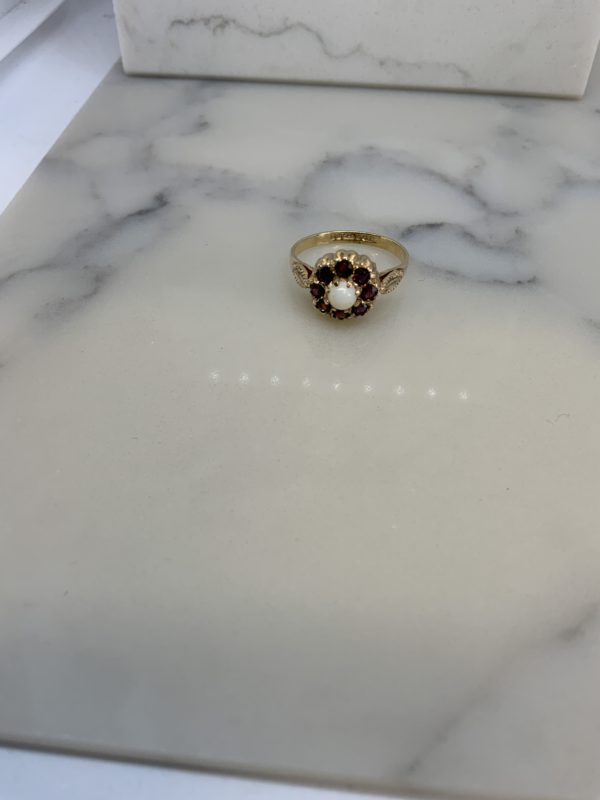 Pre-Owned Gold Opal & Garnet Cluster Ring - Image 4