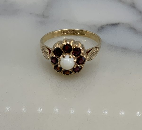 Pre-Owned Gold Opal & Garnet Cluster Ring - Image 3