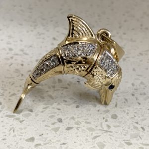 9ct Yellow Gold Dolphin Charm / Pendant