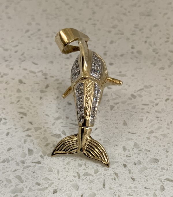 9ct Yellow Gold Dolphin Charm / Pendant - Image 3