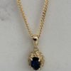 Pre Owned 9ct Yellow Gold Sapphire  and Diamond Pendant