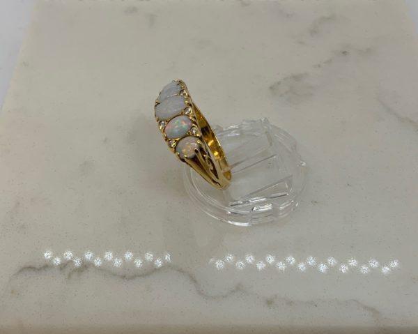 Pre-Owned 18ct 5 Stone Opal/Diamond Ring - Image 2