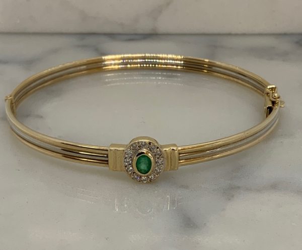 9ct gold, Pre-Owned Stone-set Bangle