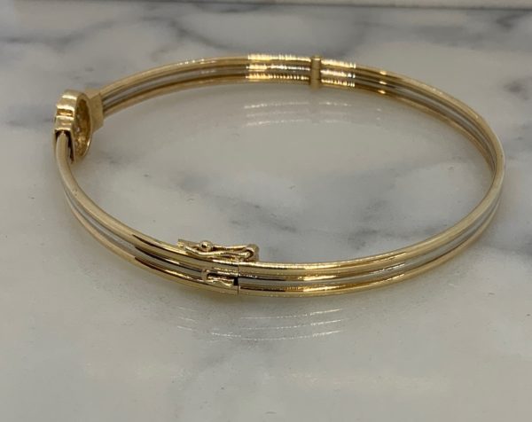 9ct gold, Pre-Owned Stone-set Bangle - Image 4