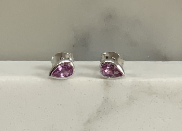 9ct White Gold Pink Sapphire studs