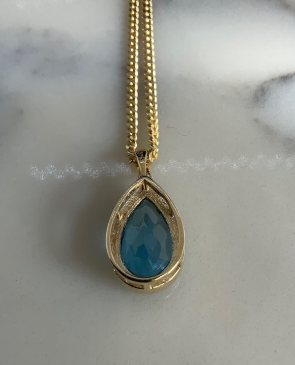 9ct Gold Blue Topaz Pendant - Image 4
