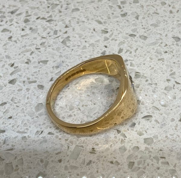 18ct Handmade, Yellow Gold, Solid, Gents, Diamond Set, Signet Ring - Image 5