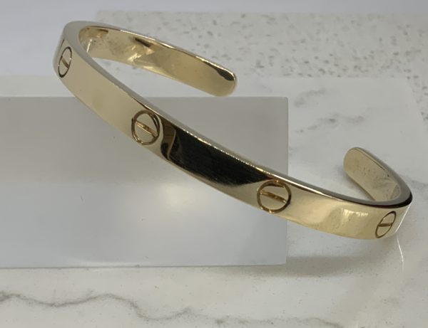9ct Handmade Yellow Gold Solid Torque Screw Head Bangle