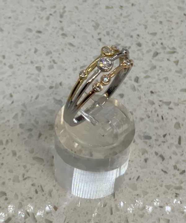 18ct Three Colour Gold Diamond Bubble Ring - Image 2