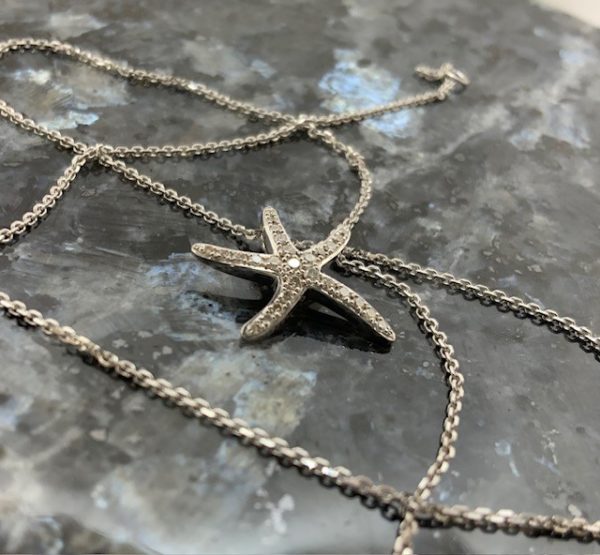 Tiffany Style 18ct White Gold Small Diamond Starfish Pendant - Image 3