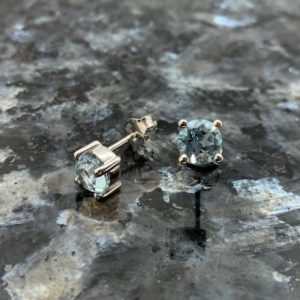 9ct White Gold Blue Topaz Claw Set Studs