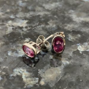 9ct White Gold Pink Sapphire Oval Studs