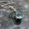 9ct White Gold Pear Shaped Blue Topaz & Diamond Pendant - Image 4