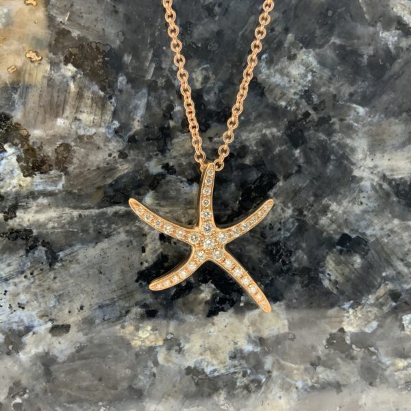 Tiffany Style 18ct Rose Gold Diamond Starfish Pendant