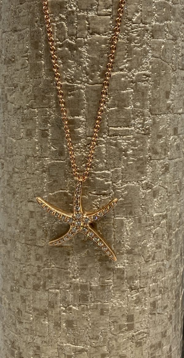 Tiffany Style 18ct Rose Gold Diamond Starfish Pendant - Image 4