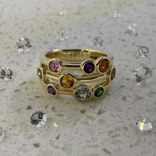 9ct Multi Gem Stone Bubble Ring - Image 2