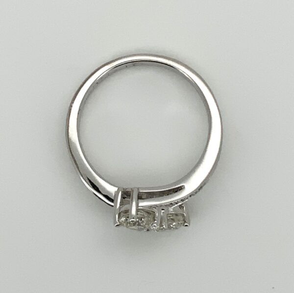 18ct White Gold 2 Stone Diamond Crossover Ring with Diamond Shoulders - Image 5