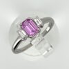 18ct White Gold Emerald Cut Pink Sapphire & Diamond  Ring