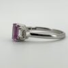 18ct White Gold Emerald Cut Pink Sapphire & Diamond  Ring - Image 5