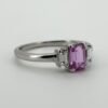 18ct White Gold Emerald Cut Pink Sapphire & Diamond  Ring - Image 4