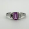 18ct White Gold Emerald Cut Pink Sapphire & Diamond  Ring - Image 2