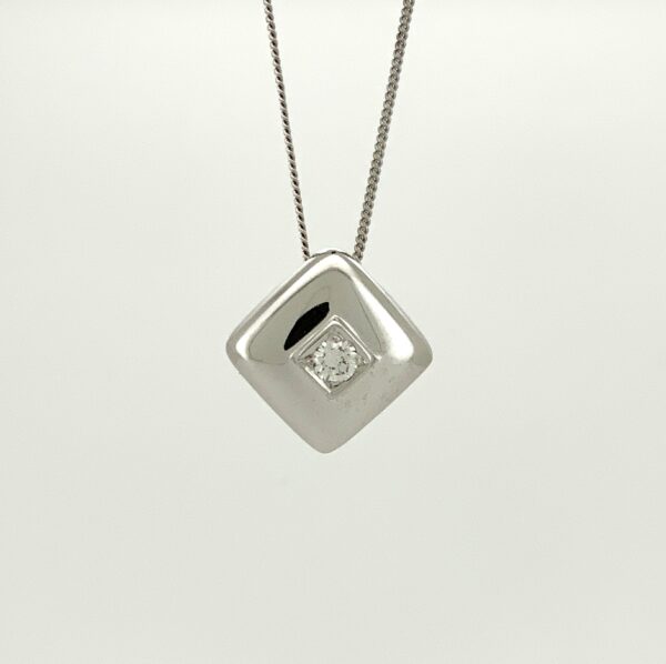 Pre-Loved 18ct White Gold Square Hollow Diamond Pendant 0.10ct