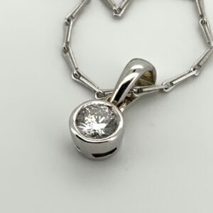 9ct White Gold Rubover Diamond Pendant 0.20ct