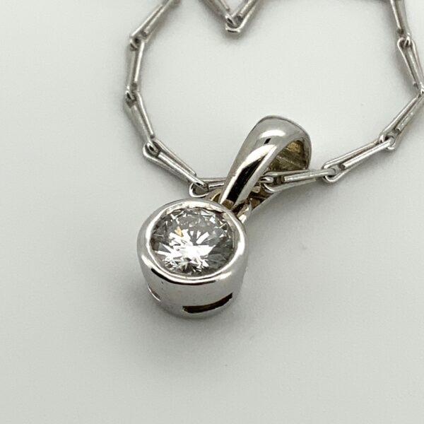 9ct White Gold Rubover Diamond Pendant 0.20ct