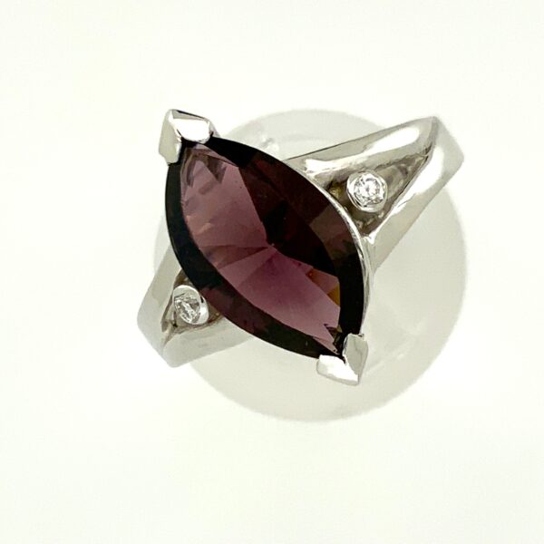 9ct White Gold Amethyst & Diamond Ring