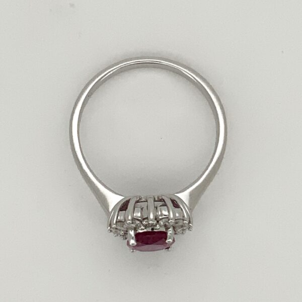 9ct White Gold Pink Tourmaline & Diamond Ring Cluster Ring - Image 2