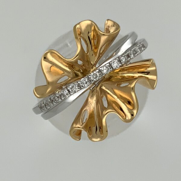 18ct 2 Colour Diamond Dress Ring 0.10ct